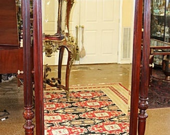 Outstanding Regency Style Mahogany Cheval Dressing Mirror
