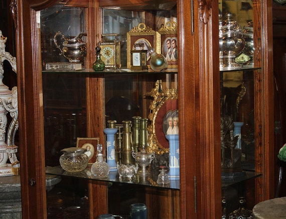 Rare French Carved Walnut Beveled Glass China Cabinet Vitrine Etsy