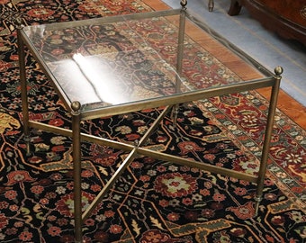 Small Solid Bronze Square French Maison Jansen Style End Coffee Table Beautiful!