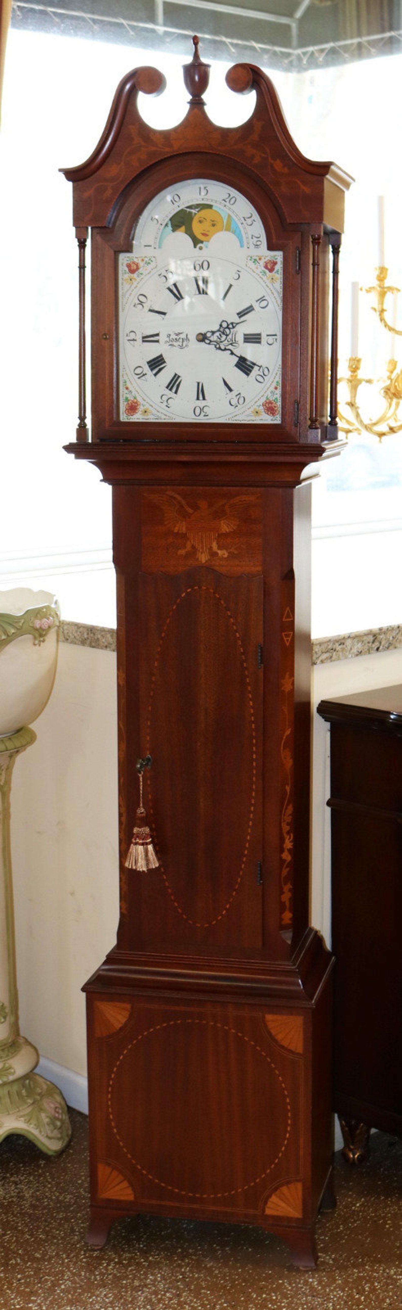 Colonial of Zeeland Henry Ford Joseph Doll Inlaid Mahogany Grandfather