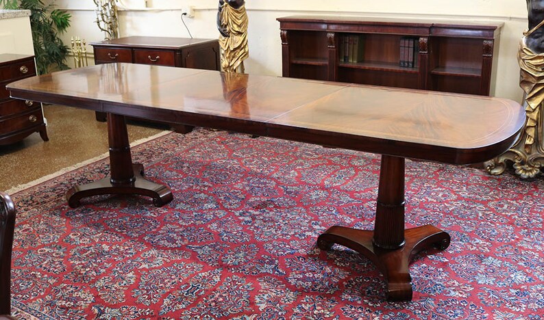 Rare Narrow 38 Wide Burled Walnut Regency Dining Table W Two Etsy