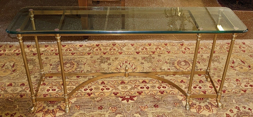 Vintage Labarge Hollywood Regency Glass & Brass Console Table Etsy
