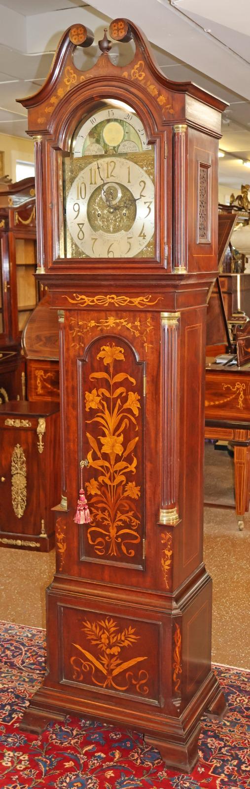 19th Century English Mahogany Inlaid Tall Case Grandfather Clock J.C ...