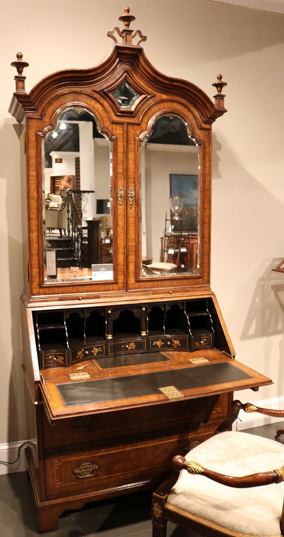 Best Chinoiserie Painted Inlaid Walnut Secretary Desk W Best Chinoiserie Painted Inlaid Walnut