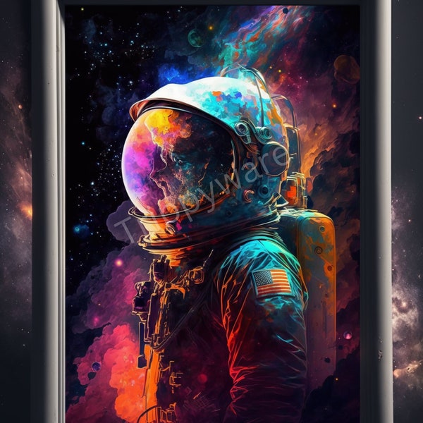 Trippy Astronaut poster, Trippy Astronaut space, Astronaut art, Trippy Astronaut digital download gift