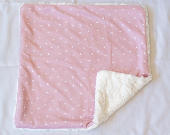 Pink hearts lovey; cozy baby blanket; valentine's security blanket; baby shower gift