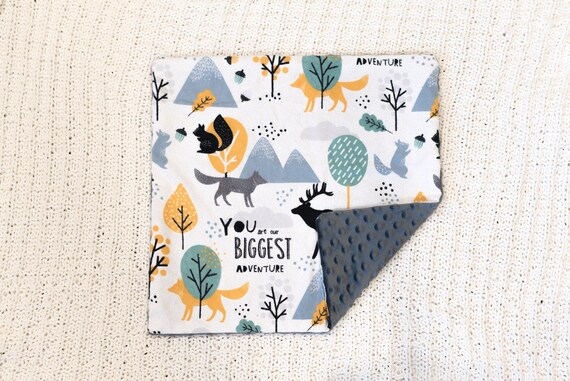 Big Adventure Baby Lovey Gender Neutral Baby Blanket Woodland