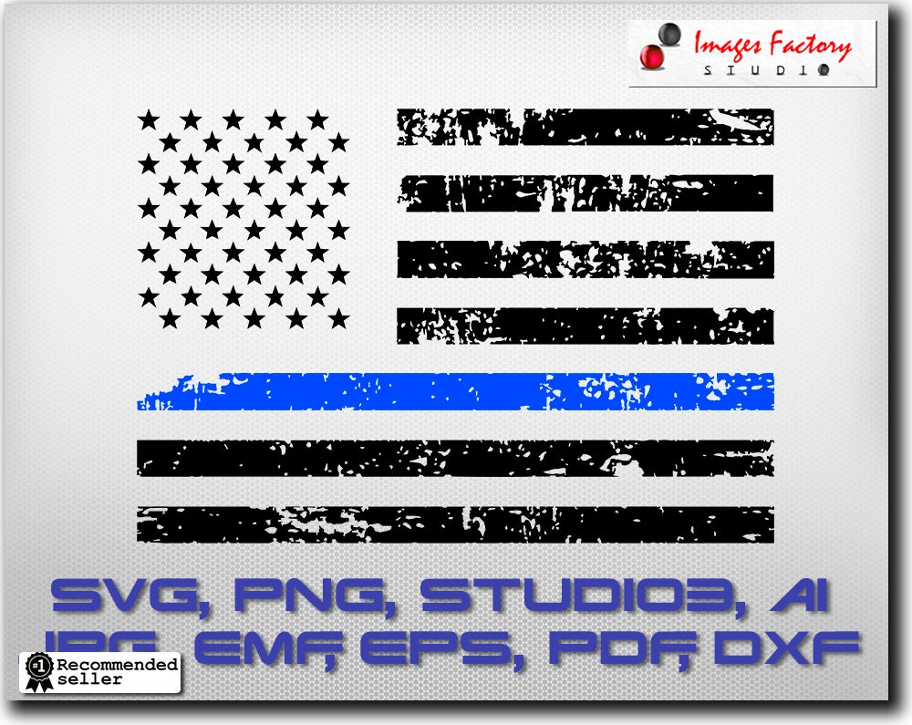 Download Blue Line Flag distressed svg cuttable Cricut Design Space ...
