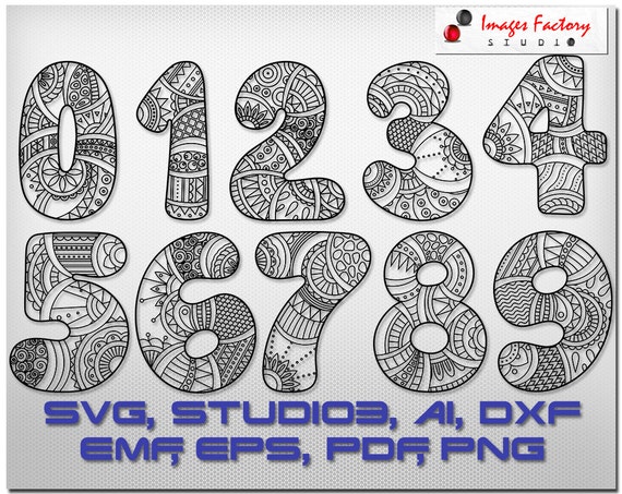 Download Zentangle Numbers mandala files cuttable Cricut Design | Etsy