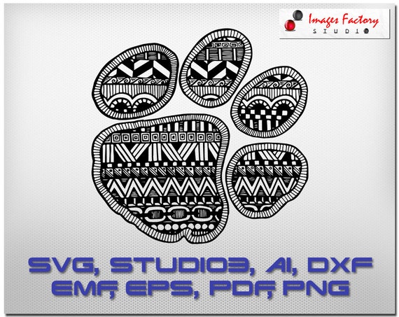 Download Zentangle Paw mandala files cuttable Cricut Design Space ...