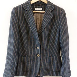 90&#39;s ladies blazer jacket | Pinstripe tailored jacket | Vintage linen jacket | UK Size 8