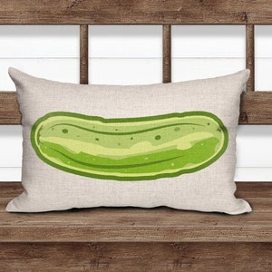 Dill Pickle Lumbar Throw Pillow, 11 x 17 natural Pickle Pillows, Pickle Gifts, food pillows, Funny Accent pillow