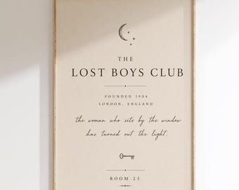 The Lost Boys Club Printable Wall Art | Vintage London Club Stationery | Literary Neutral Decor | Inspired by Taylor Lyrics