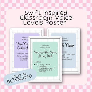 Swift Inspired Classroom Voice Level Poster: Teacher Resource (PDF & PNG Digital Download)
