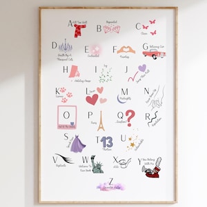 Swift ABCs, Alphabet Nursery Print, Taylor Themed PlayRoom Poster, Taylor Baby Shower Gift Idea, Swift Classroom Decor, Taylor Poster