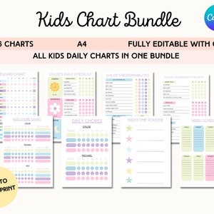 Editable Chore Chart for Multiple Kids Daily Checklist Canva - Etsy