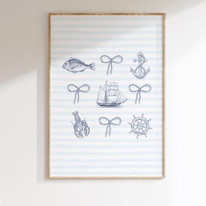 Nautical Coquette Print: Fisherman, Yacht, Coastal Art (Digital Download)