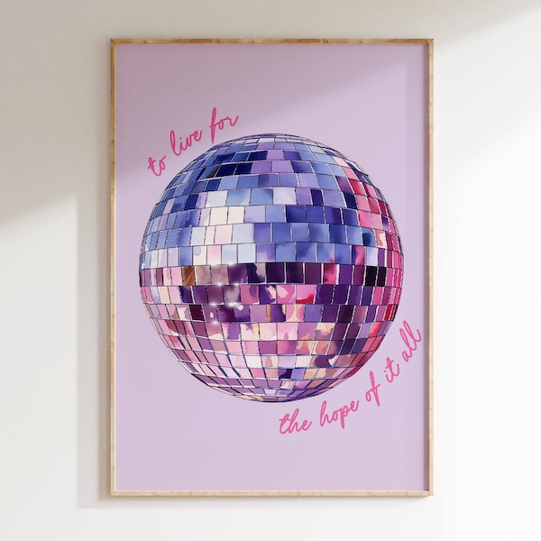 Taylor Swift August Mirrorball Print, Digital Download, Folklore Artwork, Tween Swifties, Aesthetic Preppy Art, To Live For the Hope of it