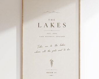 The Lakes Literary Hotel Printable Wall Art | Vintage Hotel Stationery Decor | Cottagecore Neutral Wall Art | Inspired by Taylor Lyrics