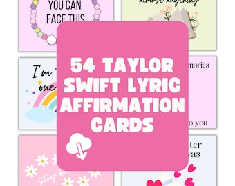 Taylor Swift Affirmation Cards - Set of 54, Digital Download Bundle for Swifties, Lunchbox Notes Pack