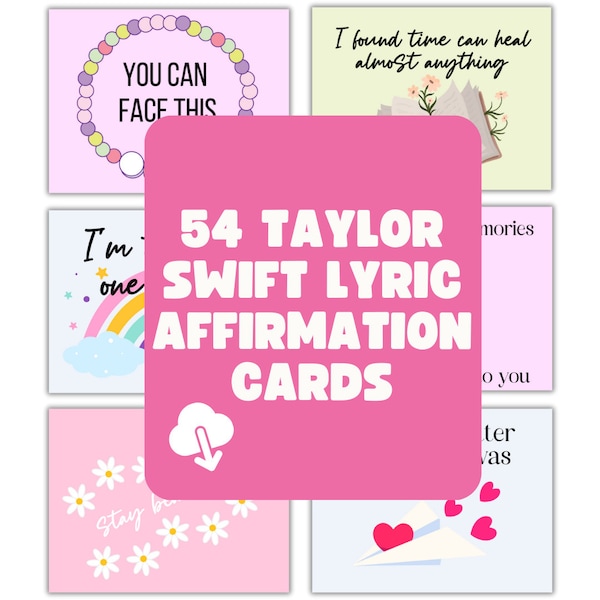 Taylor Swift Affirmation Cards - Set of 54, Digital Download Bundle for Swifties, Lunchbox Notes Pack