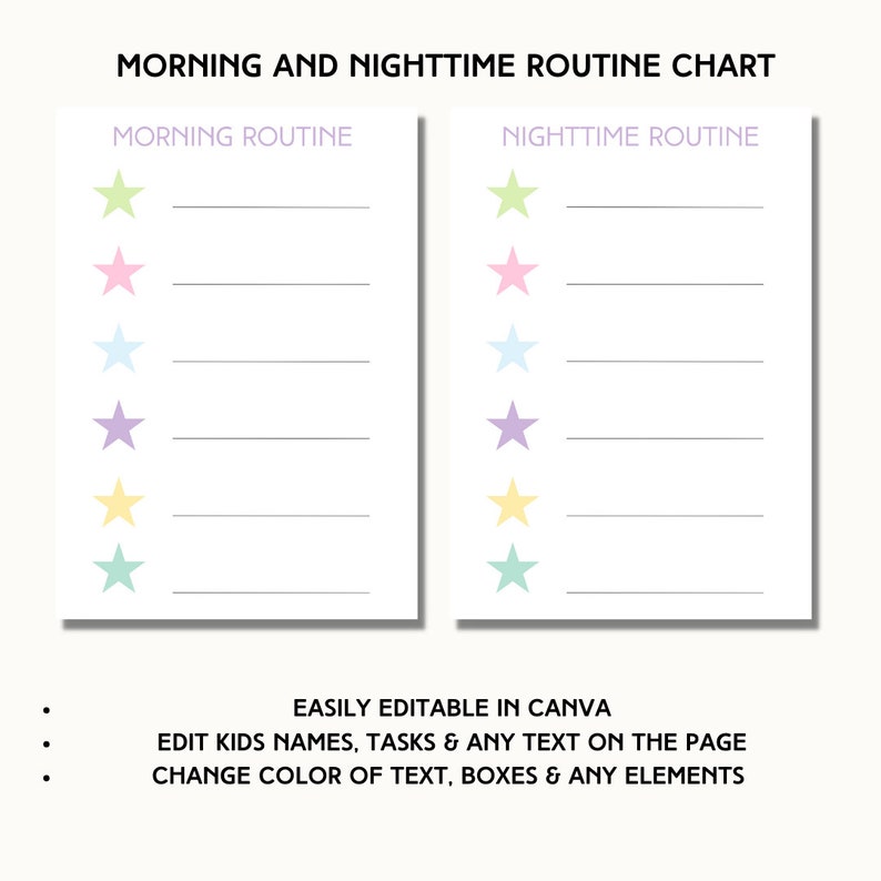 Editable Chore Chart for Multiple Kids, Daily Checklist, Canva Editable ...