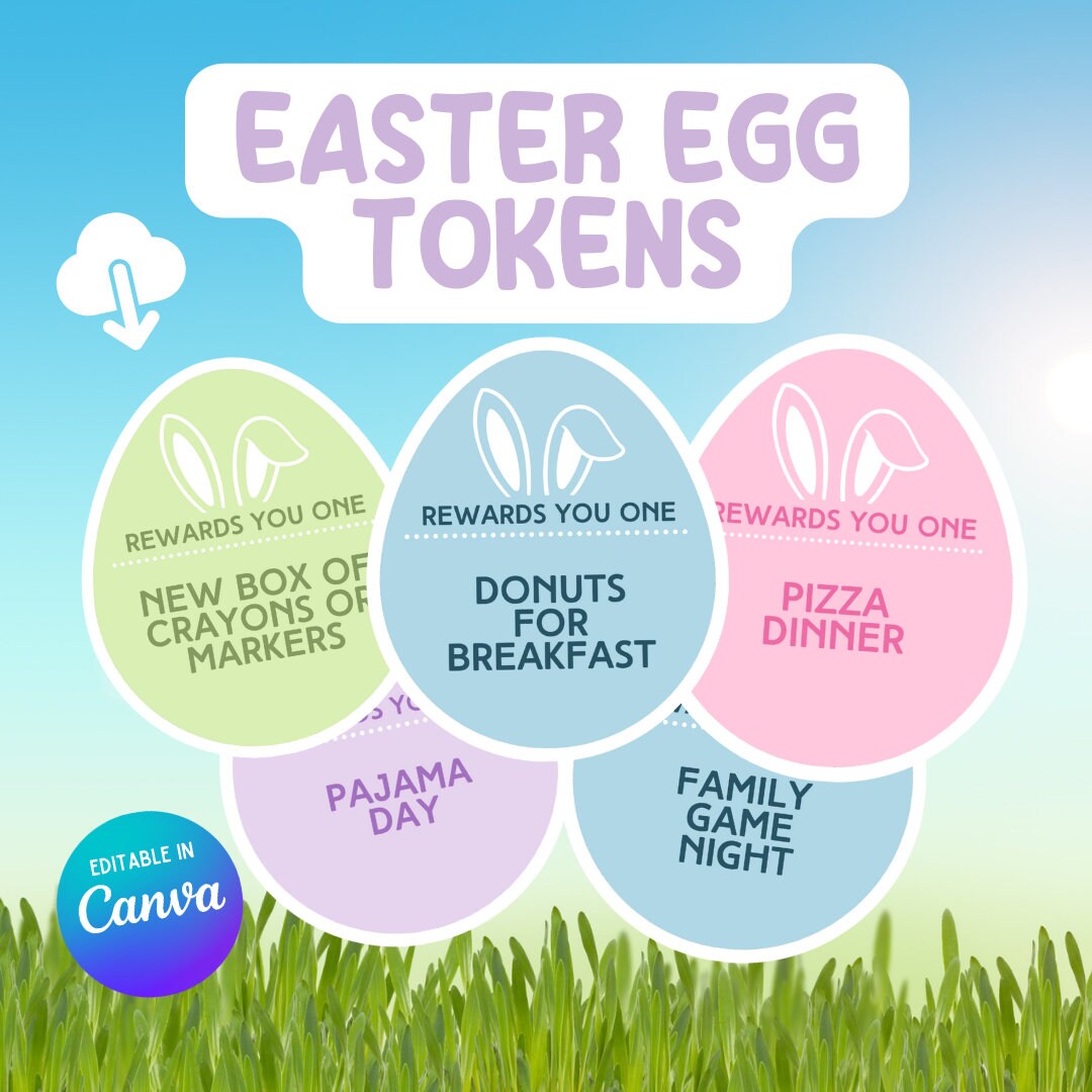 Easter Egg Tokens, Editable Easter Egg Coupons. Printable Easter Egg ...