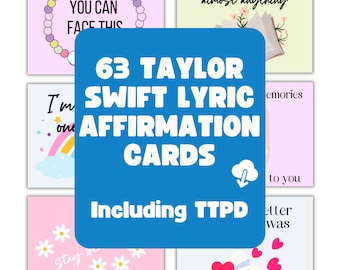 Taylor Swift Affirmation Cards - Set of 63, Digital Download Bundle for Swifties, Lunchbox Notes Pack, Tortured Poets Notes