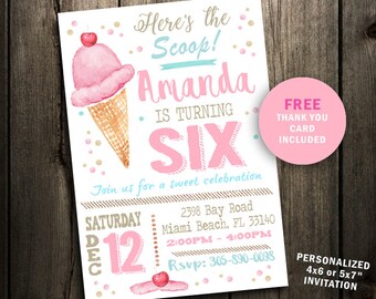 ice cream invitation etsy