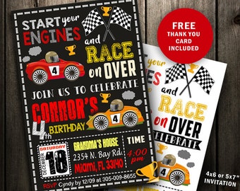 race car invitations etsy car birthday invitations