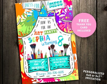 art party invitation etsy