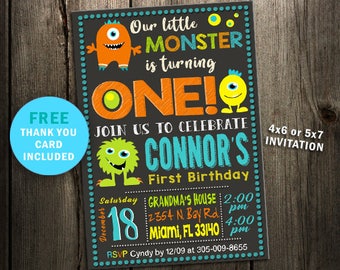 monster invitation, monster birthday invitation, monster party invitation, monster birthday, chalkboard invitation, custom, printable card