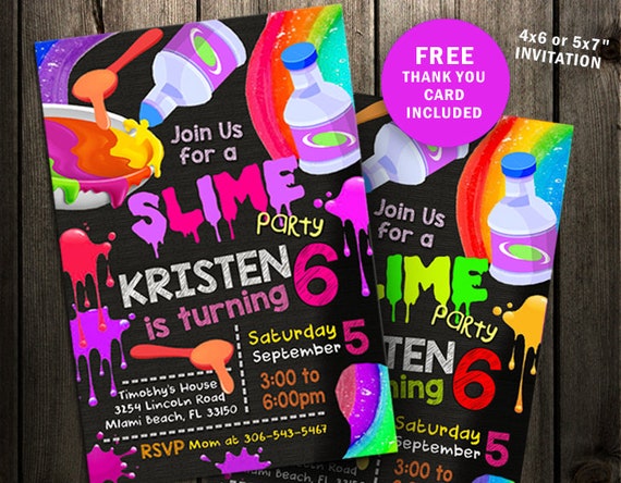 slime invitations slime party invitation slime birthday invitations printable custom invites glitter chalkboard watercolor pastel rainbow free printable customizable invitations