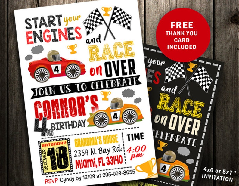 Race Car Invitation Race Car Birthday Invitation Racing Etsy
