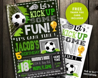Soccer Invitation - Soccer Birthday Invitation - Soccer Party chalkboard printable sports ball girl boy invite digital file Instant Download
