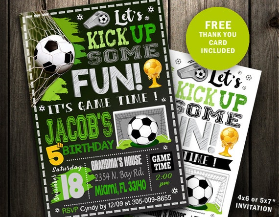 Soccer Invitation Soccer Birthday Invitation Soccer Party Etsy