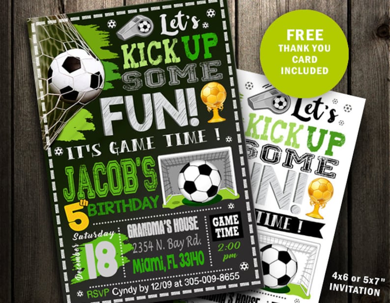 Soccer Invitation Soccer Birthday Invitation Soccer Party Etsy