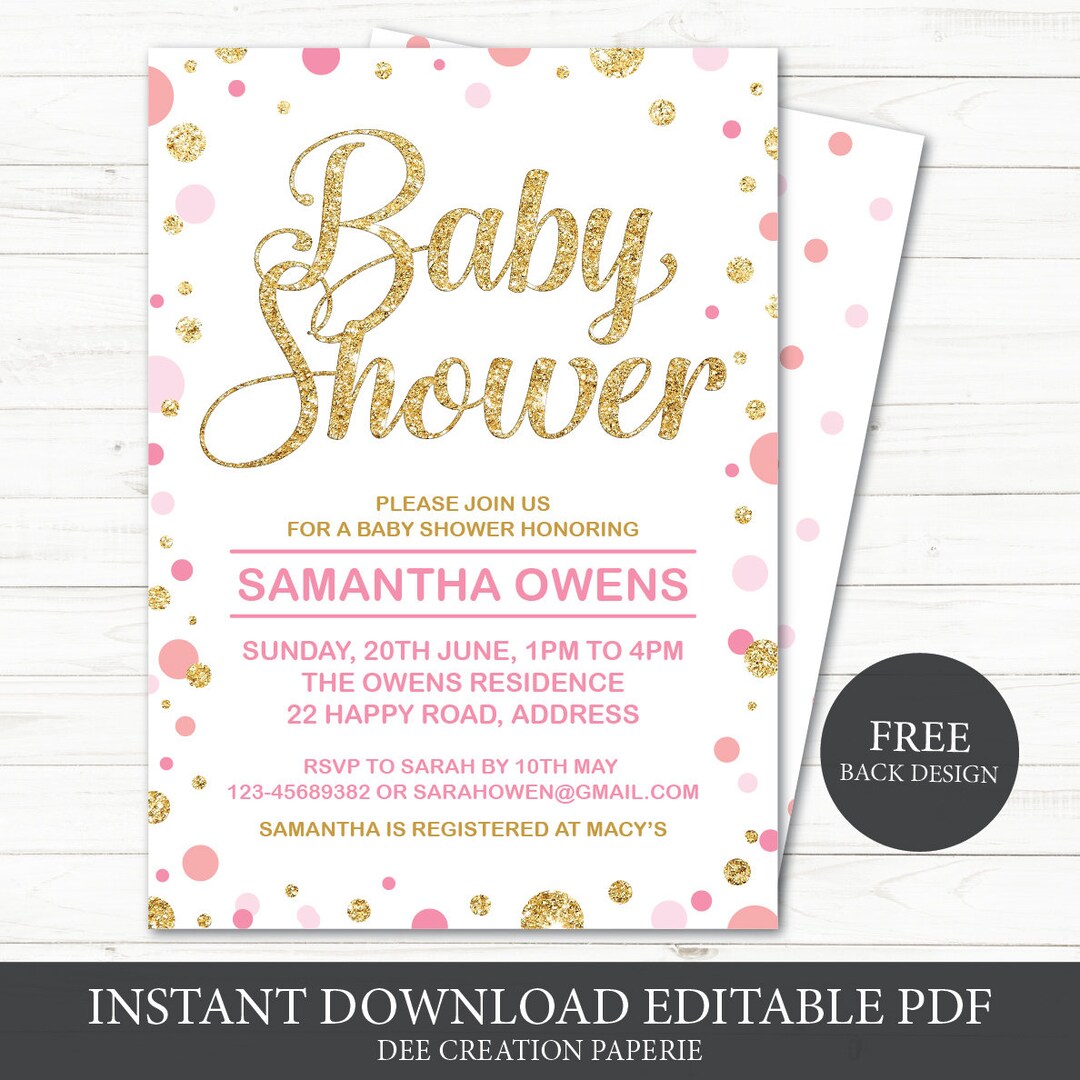 Printable Baby Girl Shower Invitation | Baby Shower Invite | Girl ...