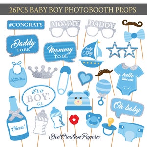 Printable Baby Boy Shower Photobooth Props - Baby Boy Photo Booth Props - Its a Boy Party Props -Blue baby Boy -  Instant Download
