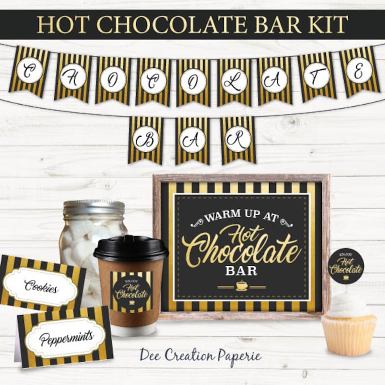 SALE Instant Printable Hot Chocolate Bar Kit, Instant Download Wedding