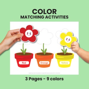 Learning Color, Color Sorting Worksheet, Colors Matching Game, Color worksheet, flower,Homeschool,Kindergarten, Tot School, Digital Download