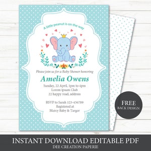 Editable Little Peanut Baby Shower Invitation, Printable Baby Shower ...