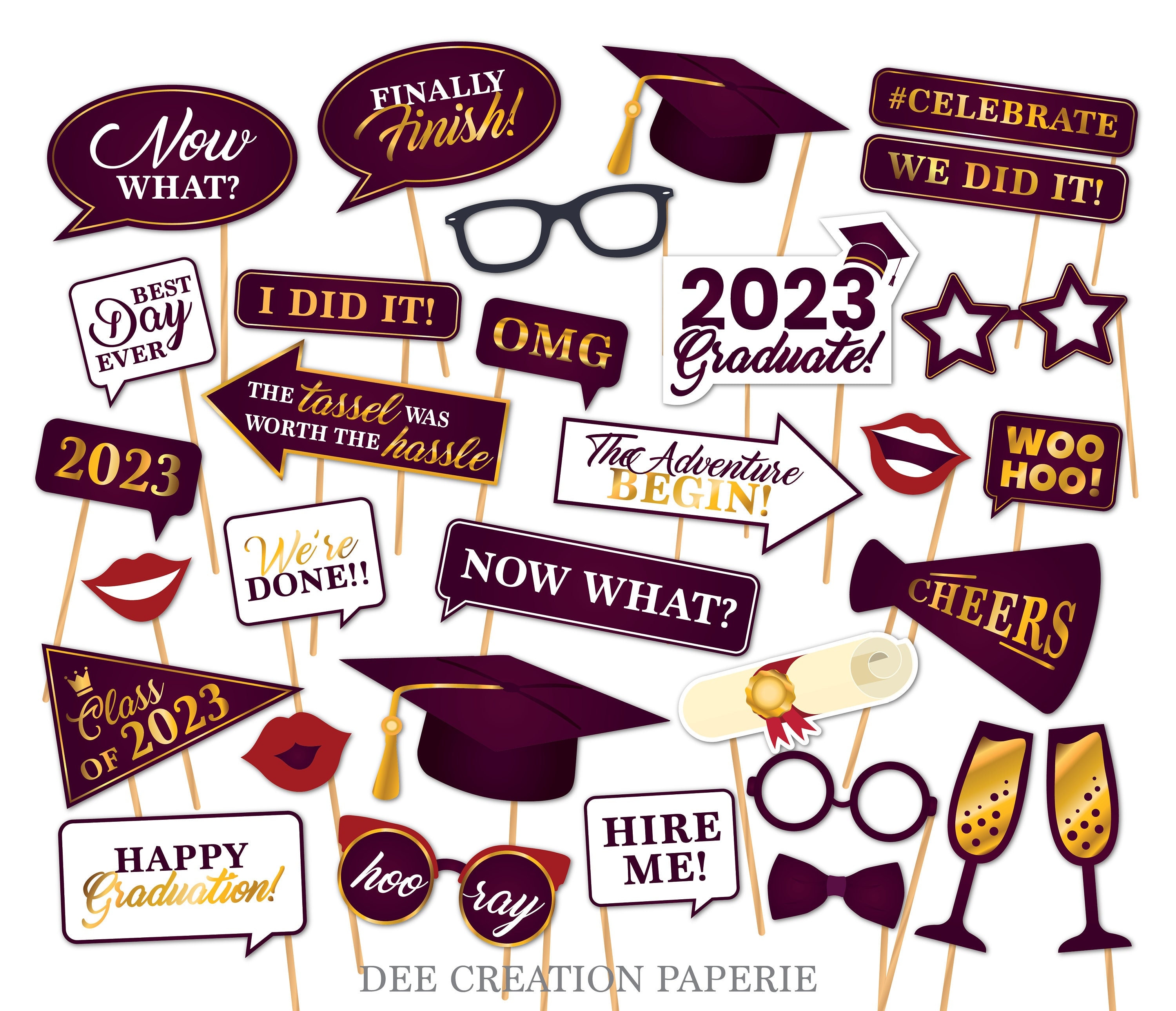 Graduation Photo Booth Props Printable Pdf