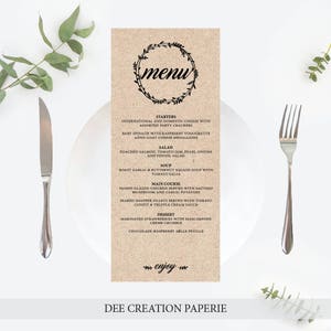 Tarjeta de menú imprimible, plantilla de menú de boda de corona, menú de boda imprimible, menú imprimible, menú de cena de boda, descarga instantánea en PDF