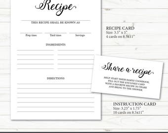 Recipe cards printable, Rustic Recipe Cards, Recipe Cards, recipes for bride, shower recipe cards, DIY Recipe Cards, INSTANT DOWNLOAD