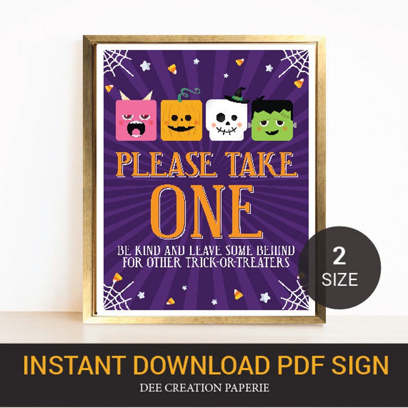 Halloween Sign Please Take One Halloween Printable - Etsy