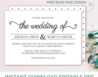 wedding invitation, Wreath Kraft Invitation, Rustic Wedding Invitation, Wedding Invitation Printable, the wedding of, PDF Instant Download