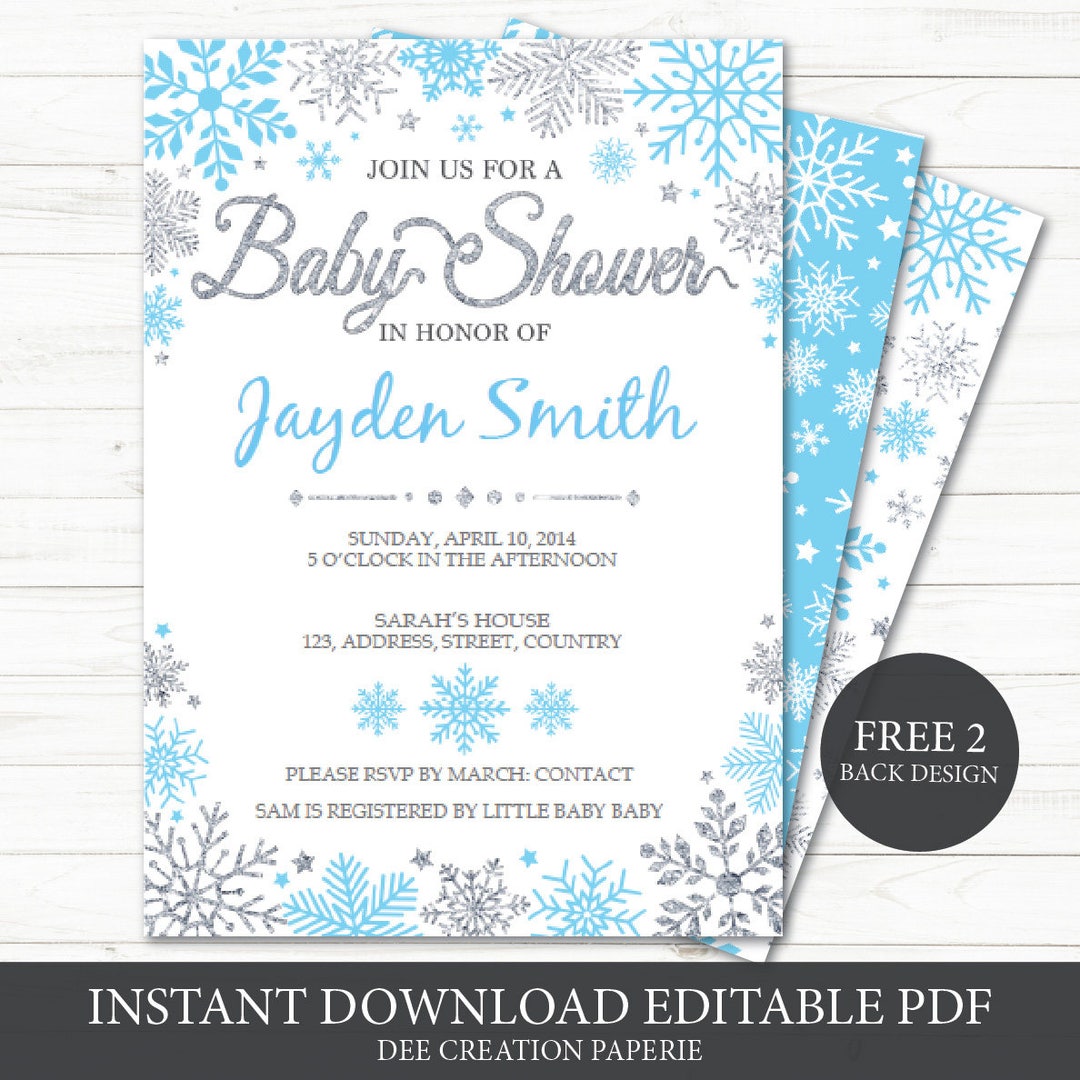 Printable Winter Baby Shower Invitation Baby Shower Invite Etsy