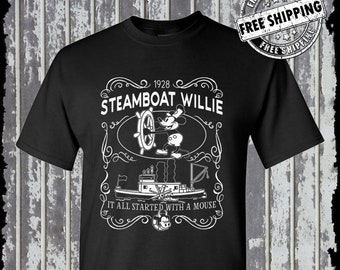 Steamboat Willie Classic Label T-Shirt / Souris de dessin animé