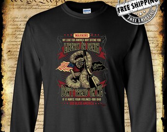 Libertad o muerte, no me pises, serpiente de cascabel, escopeta, camiseta de manga larga 1776